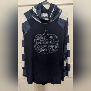LuLaRoe Navy and White Striped Hoodie